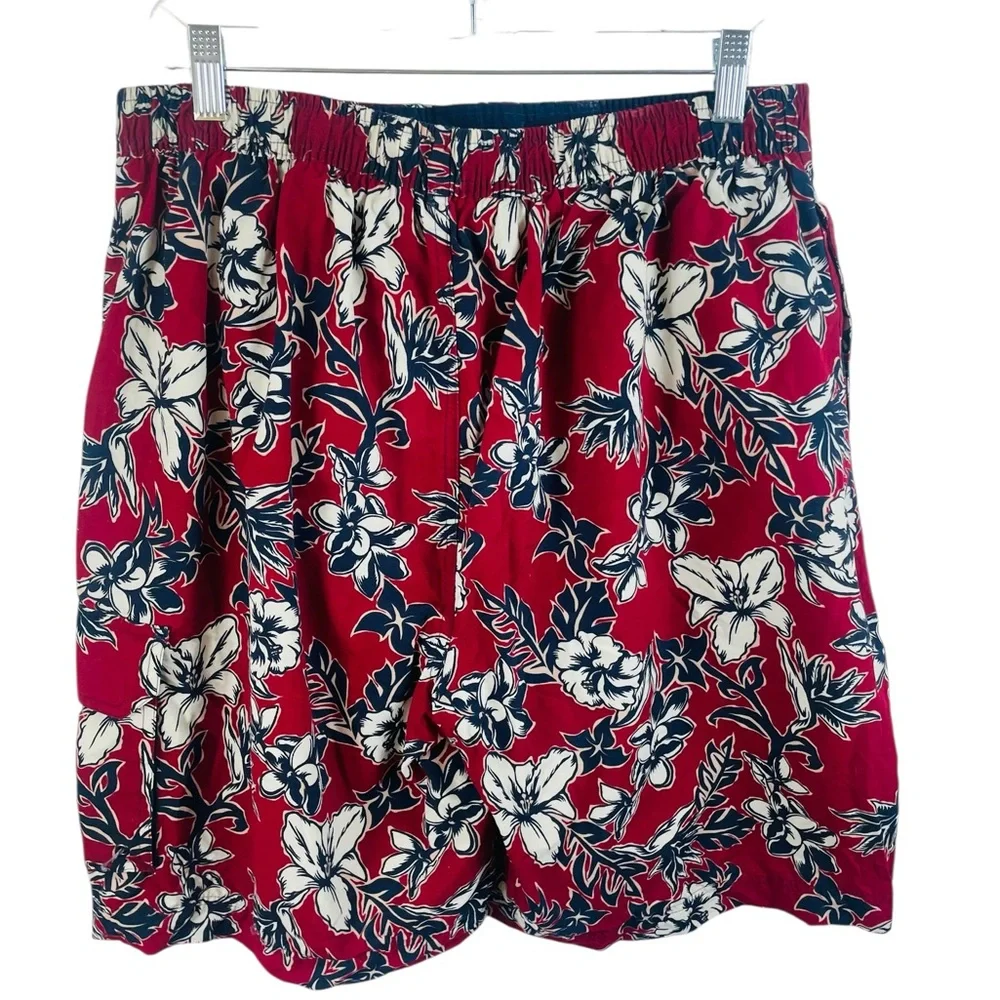 Sonoma Tropical Blue and Maroon Men's Swim‎ Trunks, Size Large